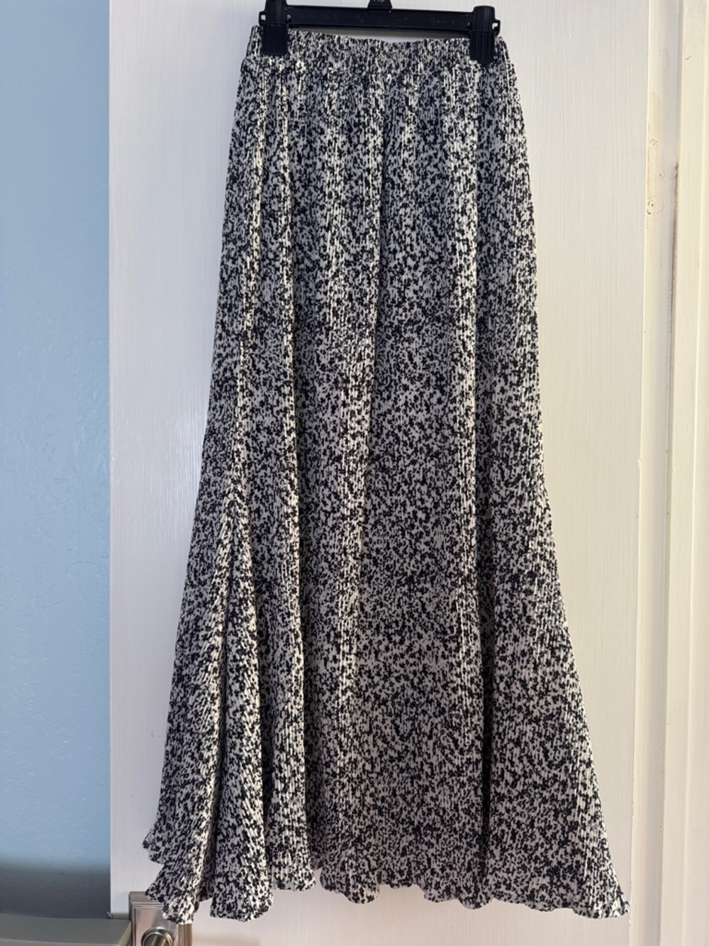 Black and White Floral Maxi Skirt - Women